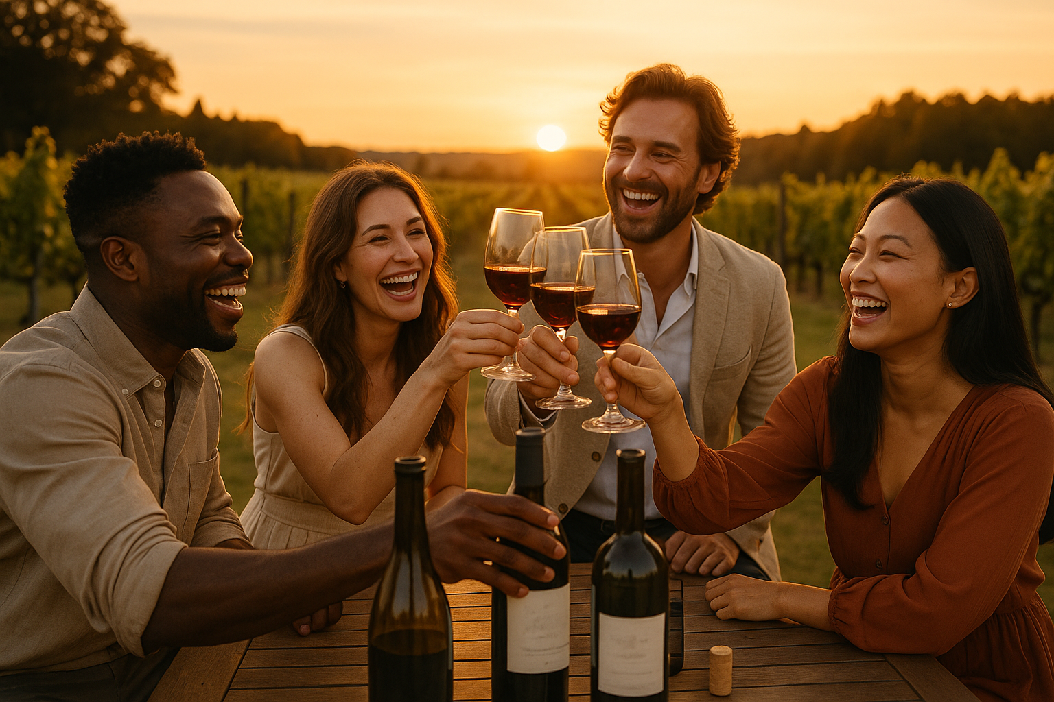 people enjoying wine